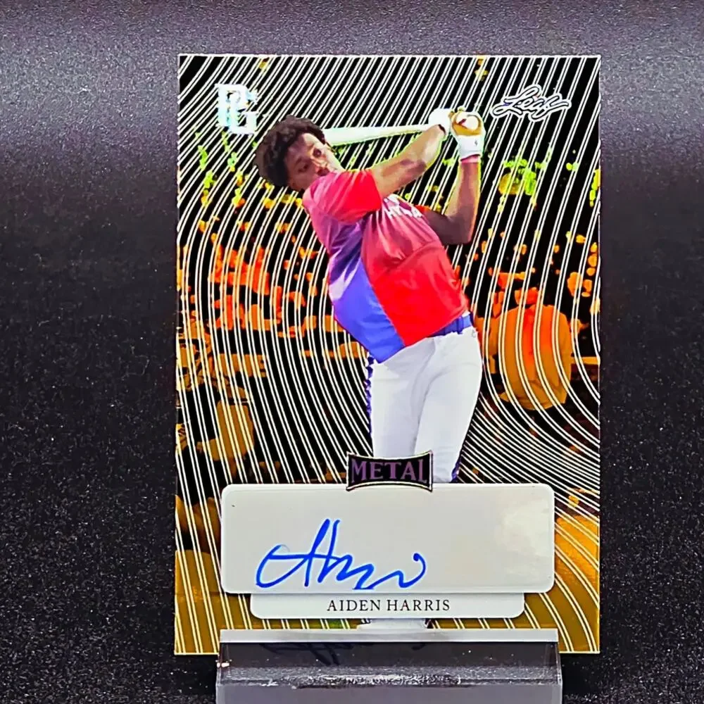 Aiden Harris Auto Blue Leaf Metal, 2/3 University of Virginia Baseball Prospect